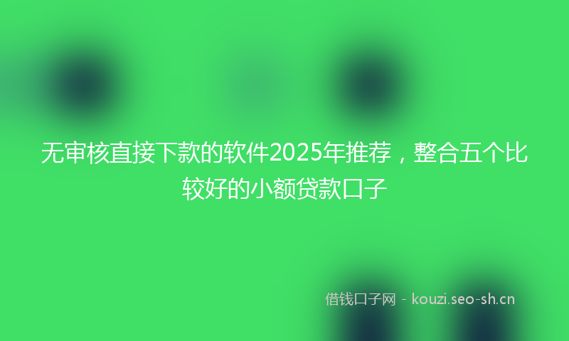 无审核直接下款的软件2025年推荐，整合五个比较好的小额贷款口子