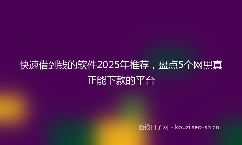 快速借到钱的软件2025年推荐，盘点5个网黑真正能下款的平台