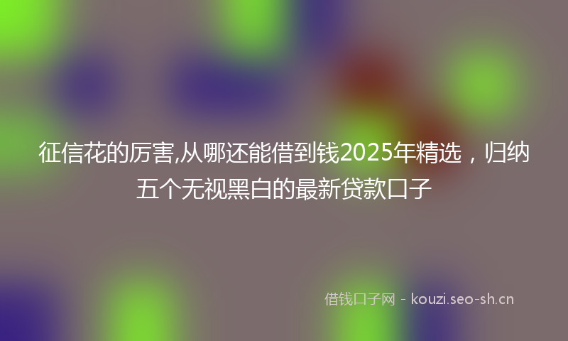 征信花的厉害,从哪还能借到钱2025年精选，归纳五个无视黑白的最新贷款口子