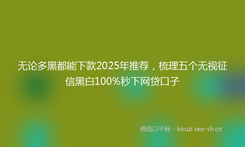无论多黑都能下款2025年推荐，梳理五个无视征信黑白100%秒下网贷口子