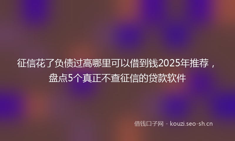 征信花了负债过高哪里可以借到钱2025年推荐，盘点5个真正不查征信的贷款软件