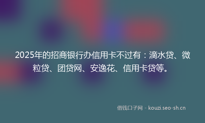 2025年的招商银行办信用卡不过有：滴水贷、微粒贷、团贷网、安逸花、信用卡贷等。