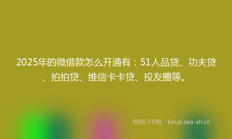 2025年的微借款怎么开通有：51人品贷、功夫贷、拍拍贷、维信卡卡贷、投友圈等。