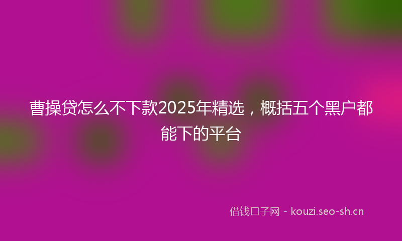 曹操贷怎么不下款2025年精选，概括五个黑户都能下的平台