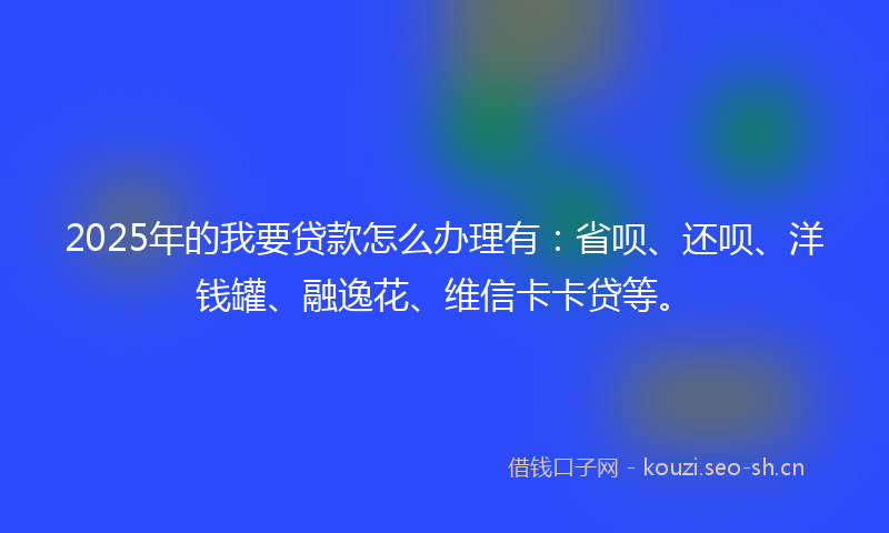 2025年的我要贷款怎么办理有：省呗、还呗、洋钱罐、融逸花、维信卡卡贷等。