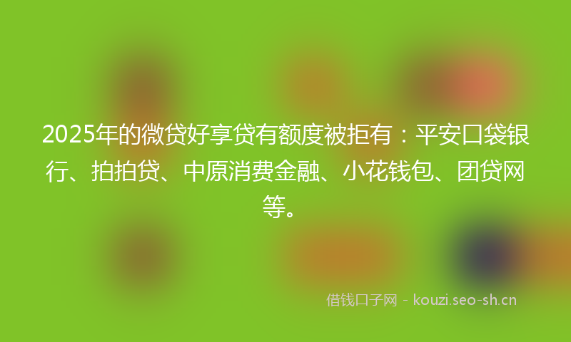 2025年的微贷好享贷有额度被拒有：平安口袋银行、拍拍贷、中原消费金融、小花钱包、团贷网等。
