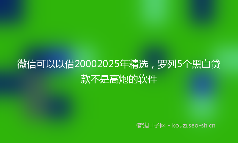 微信可以以借20002025年精选，罗列5个黑白贷款不是高炮的软件