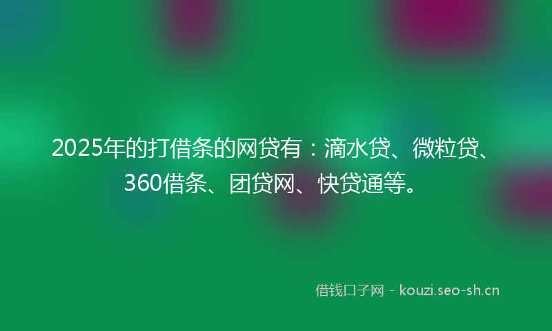 2025年的打借条的网贷有：滴水贷、微粒贷、360借条、团贷网、快贷通等。
