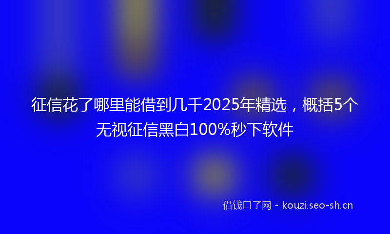 征信花了哪里能借到几千2025年精选，概括5个无视征信黑白100%秒下软件