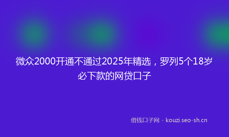 微众2000开通不通过2025年精选，罗列5个18岁必下款的网贷口子