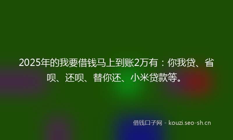 2025年的我要借钱马上到账2万有：你我贷、省呗、还呗、替你还、小米贷款等。