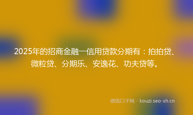 2025年的招商金融一信用贷款分期有：拍拍贷、微粒贷、分期乐、安逸花、功夫贷等。