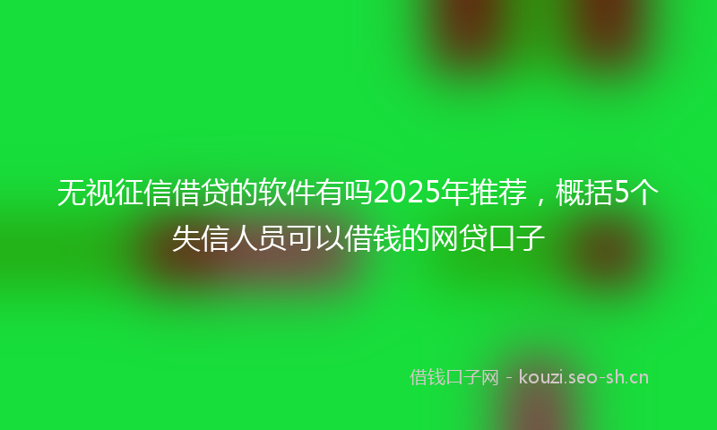 无视征信借贷的软件有吗2025年推荐，概括5个失信人员可以借钱的网贷口子