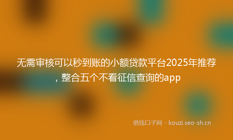 无需审核可以秒到账的小额贷款平台2025年推荐，整合五个不看征信查询的app