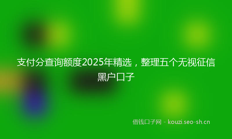 支付分查询额度2025年精选，整理五个无视征信黑户口子