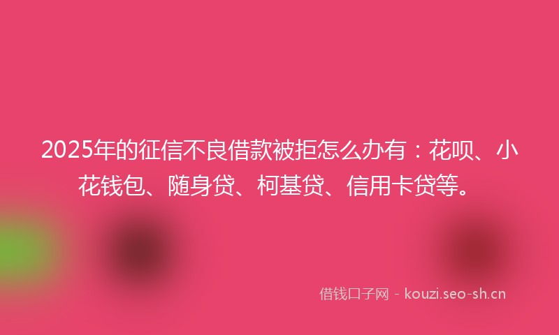 2025年的征信不良借款被拒怎么办有：花呗、小花钱包、随身贷、柯基贷、信用卡贷等。
