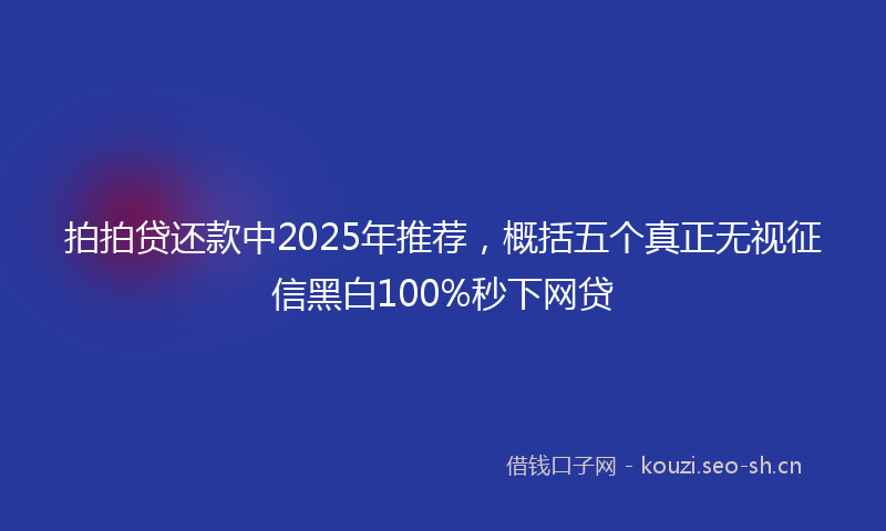 拍拍贷还款中2025年推荐，概括五个真正无视征信黑白100%秒下网贷