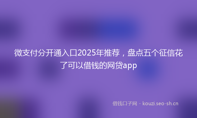 微支付分开通入口2025年推荐，盘点五个征信花了可以借钱的网贷app