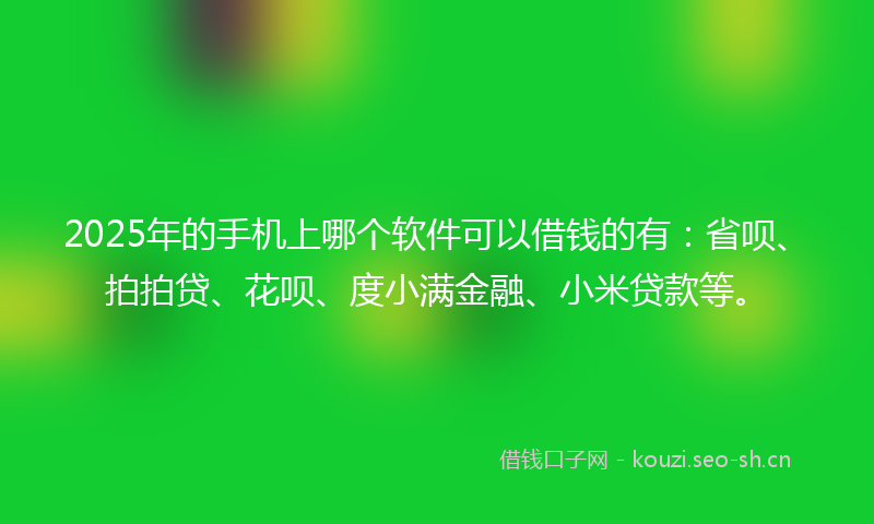 2025年的手机上哪个软件可以借钱的有：省呗、拍拍贷、花呗、度小满金融、小米贷款等。