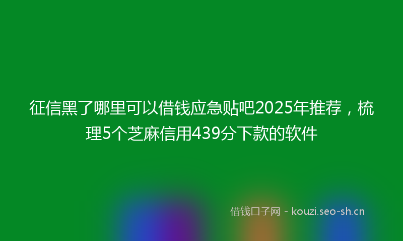 征信黑了哪里可以借钱应急贴吧2025年推荐，梳理5个芝麻信用439分下款的软件