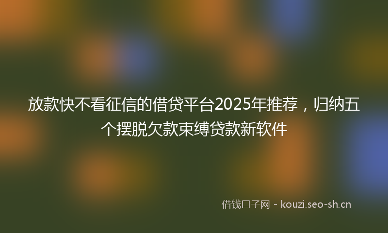 放款快不看征信的借贷平台2025年推荐，归纳五个摆脱欠款束缚贷款新软件
