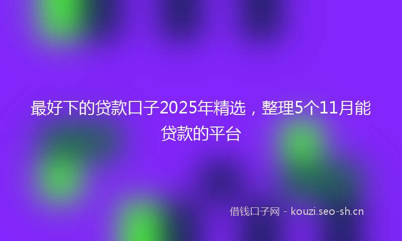 最好下的贷款口子2025年精选，整理5个11月能贷款的平台