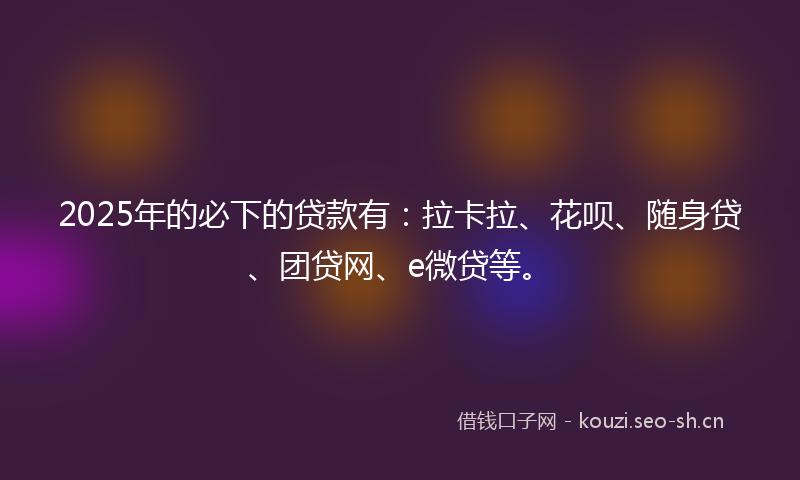 2025年的必下的贷款有：拉卡拉、花呗、随身贷、团贷网、e微贷等。