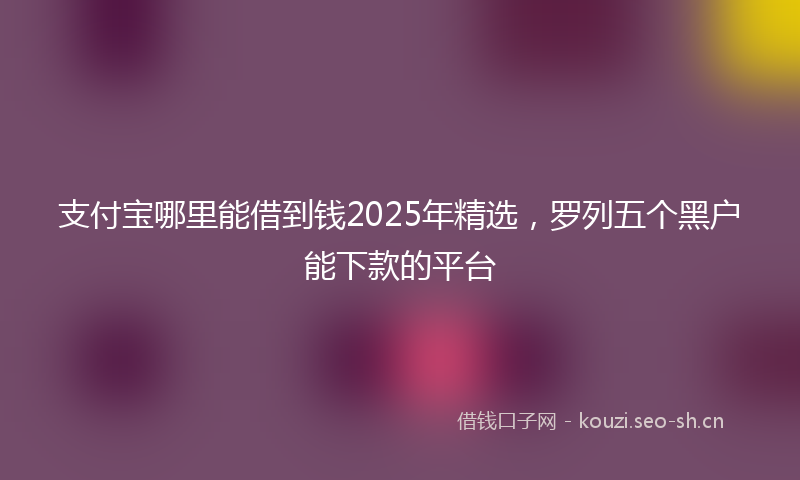 支付宝哪里能借到钱2025年精选，罗列五个黑户能下款的平台