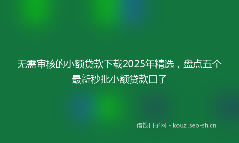 无需审核的小额贷款下载2025年精选，盘点五个最新秒批小额贷款口子