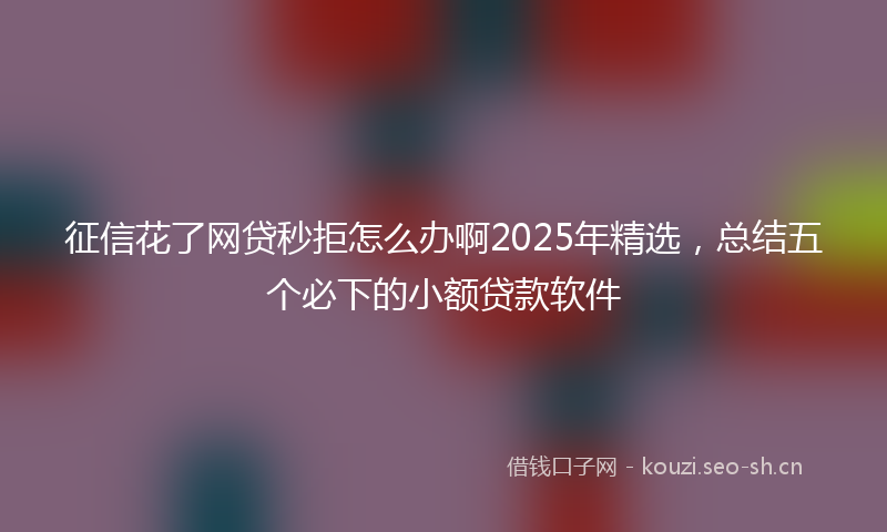 征信花了网贷秒拒怎么办啊2025年精选，总结五个必下的小额贷款软件