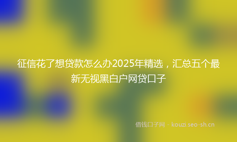 征信花了想贷款怎么办2025年精选，汇总五个最新无视黑白户网贷口子