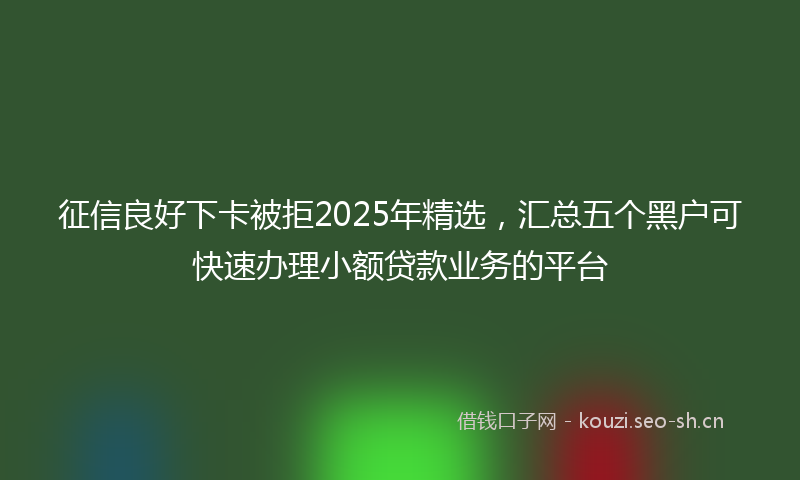 征信良好下卡被拒2025年精选，汇总五个黑户可快速办理小额贷款业务的平台