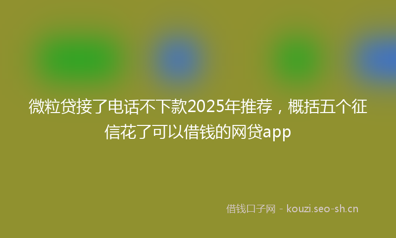 微粒贷接了电话不下款2025年推荐，概括五个征信花了可以借钱的网贷app