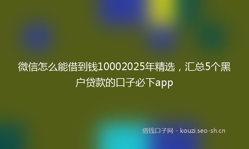 微信怎么能借到钱10002025年精选，汇总5个黑户贷款的口子必下app