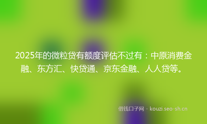 2025年的微粒贷有额度评估不过有：中原消费金融、东方汇、快贷通、京东金融、人人贷等。