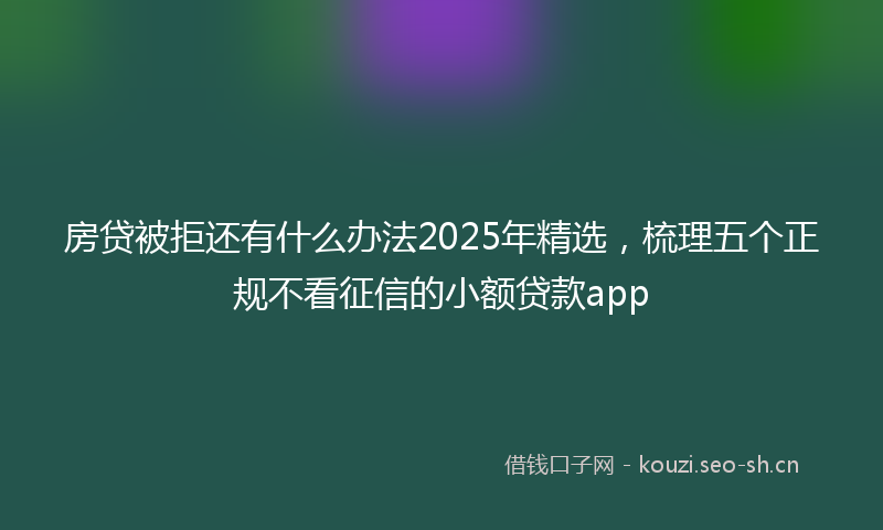 房贷被拒还有什么办法2025年精选，梳理五个正规不看征信的小额贷款app