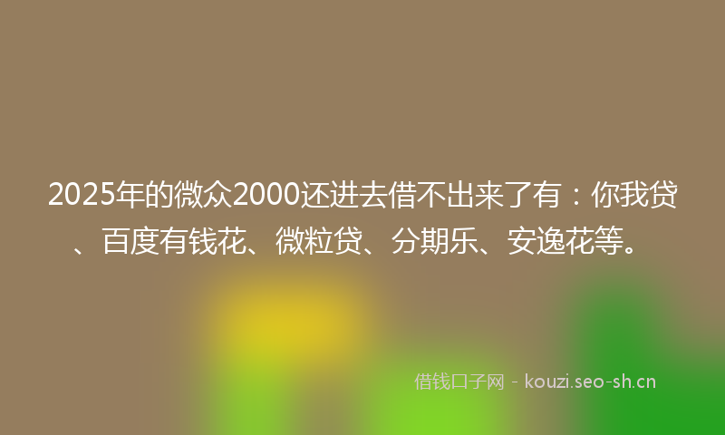 2025年的微众2000还进去借不出来了有:你我贷、百度有钱花、微粒贷、分期乐、安逸花等。