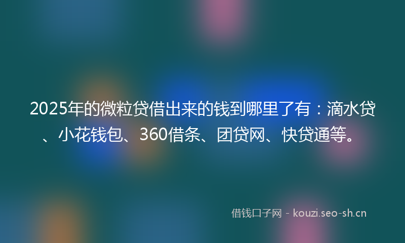 2025年的微粒贷借出来的钱到哪里了有：滴水贷、小花钱包、360借条、团贷网、快贷通等。