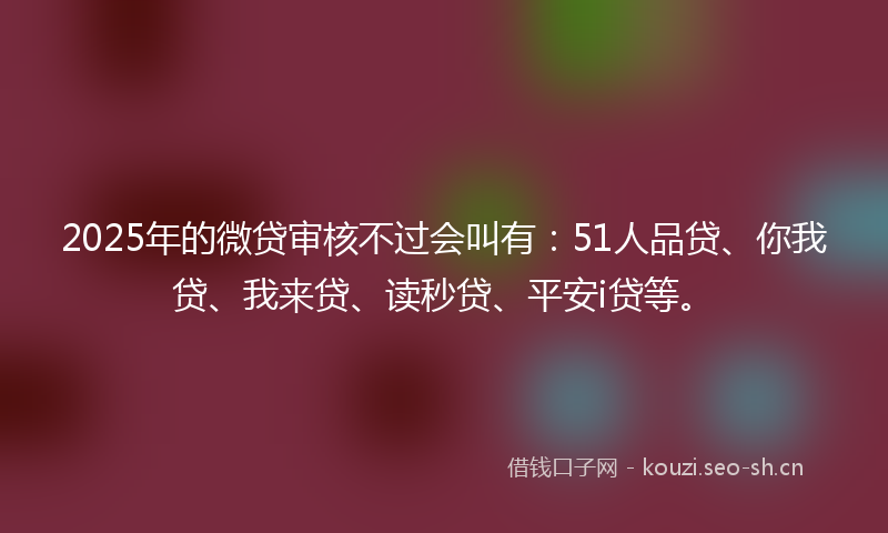 2025年的微贷审核不过会叫有:51人品贷、你我贷、我来贷、读秒贷、平安i贷等。