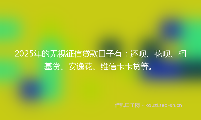 2025年的无视征信贷款口子有：还呗、花呗、柯基贷、安逸花、维信卡卡贷等。