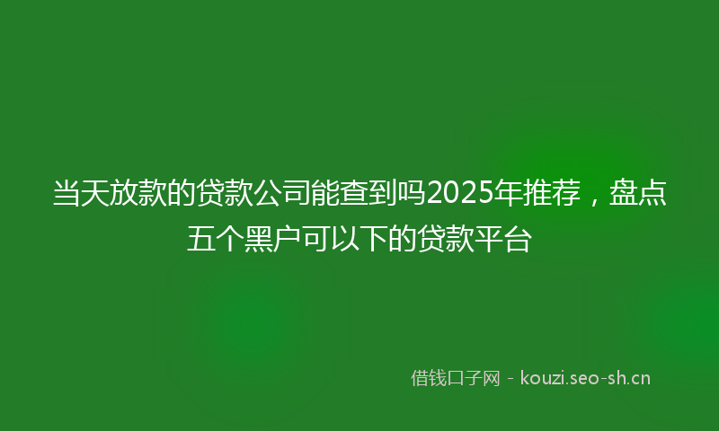 当天放款的贷款公司能查到吗2025年推荐，盘点五个黑户可以下的贷款平台