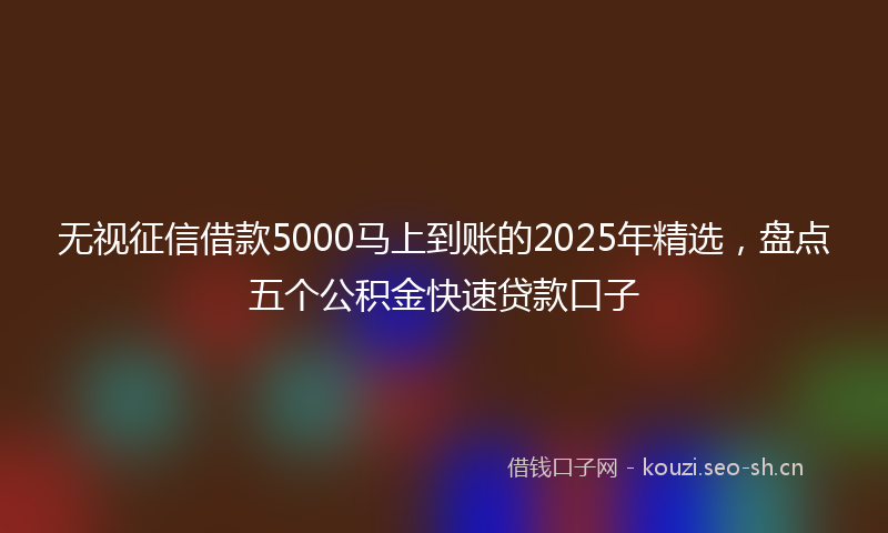 无视征信借款5000马上到账的2025年精选，盘点五个公积金快速贷款口子