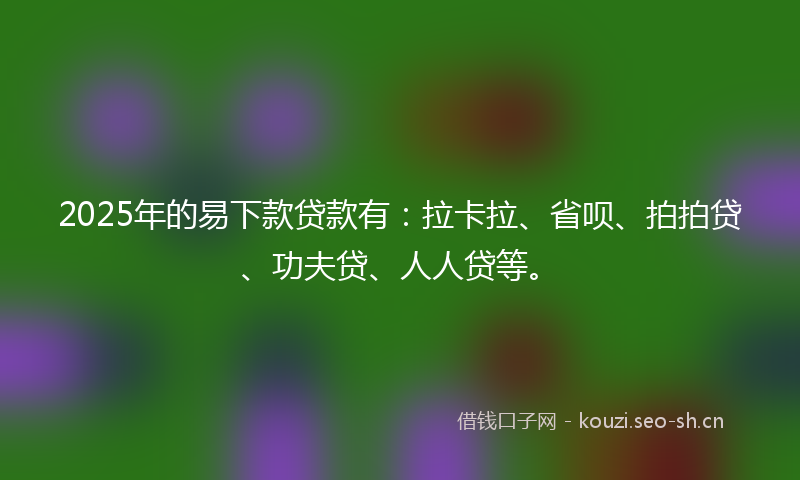 2025年的易下款贷款有：拉卡拉、省呗、拍拍贷、功夫贷、人人贷等。