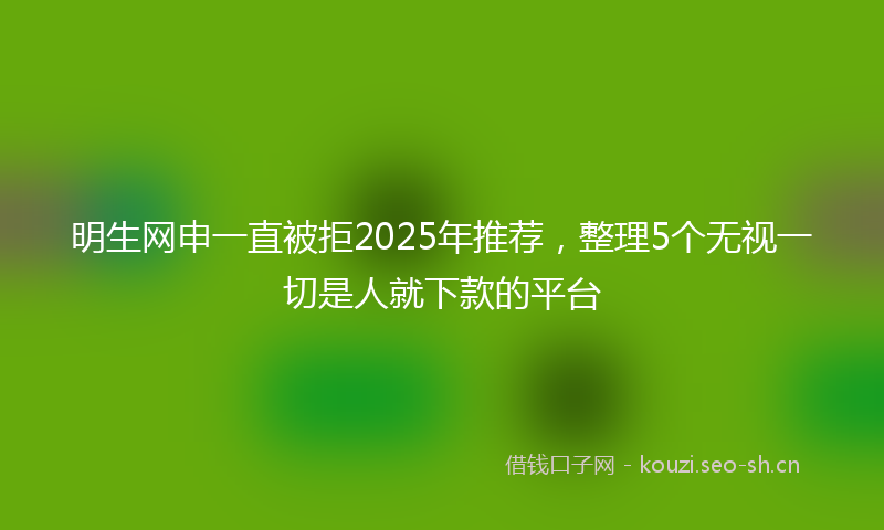 明生网申一直被拒2025年推荐，整理5个无视一切是人就下款的平台