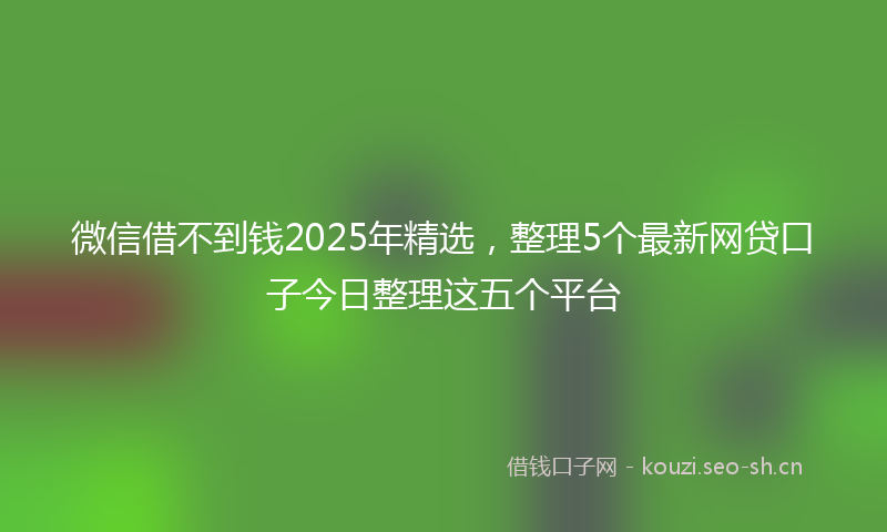 微信借不到钱2025年精选，整理5个最新网贷口子今日整理这五个平台