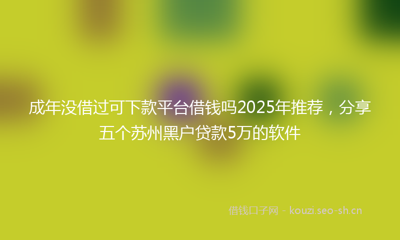 成年没借过可下款平台借钱吗2025年推荐，分享五个苏州黑户贷款5万的软件