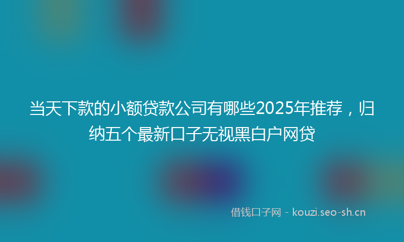 当天下款的小额贷款公司有哪些2025年推荐，归纳五个最新口子无视黑白户网贷