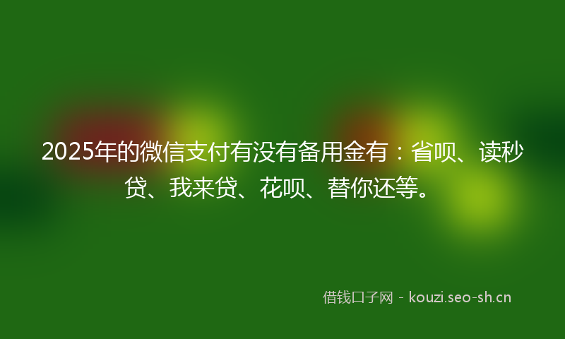 2025年的微信支付有没有备用金有：省呗、读秒贷、我来贷、花呗、替你还等。