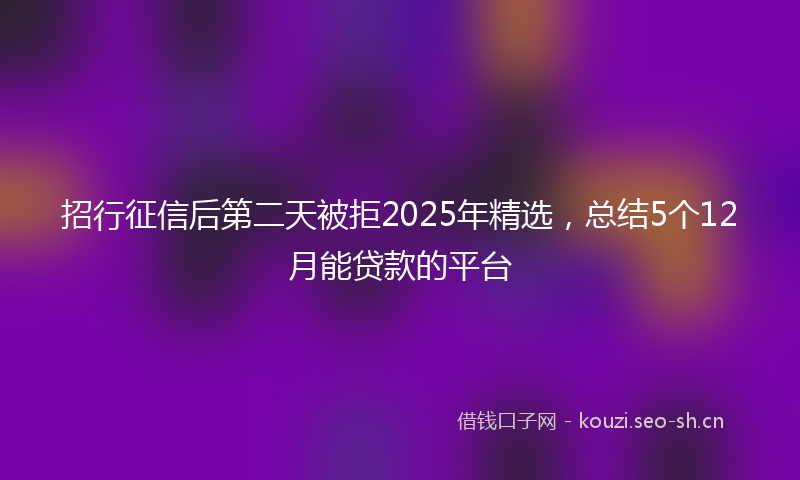 招行征信后第二天被拒2025年精选，总结5个12月能贷款的平台