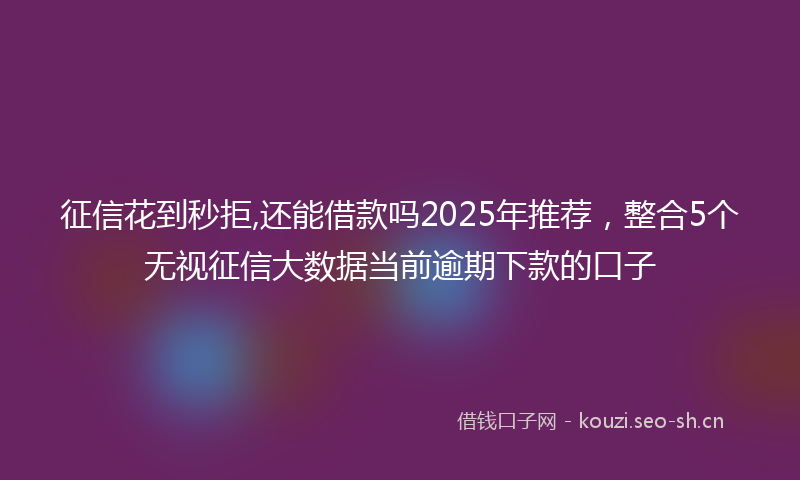 征信花到秒拒,还能借款吗2025年推荐，整合5个无视征信大数据当前逾期下款的口子